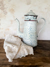 Vintage French Coffee Pot | 1920s Blue & White Cafetiere