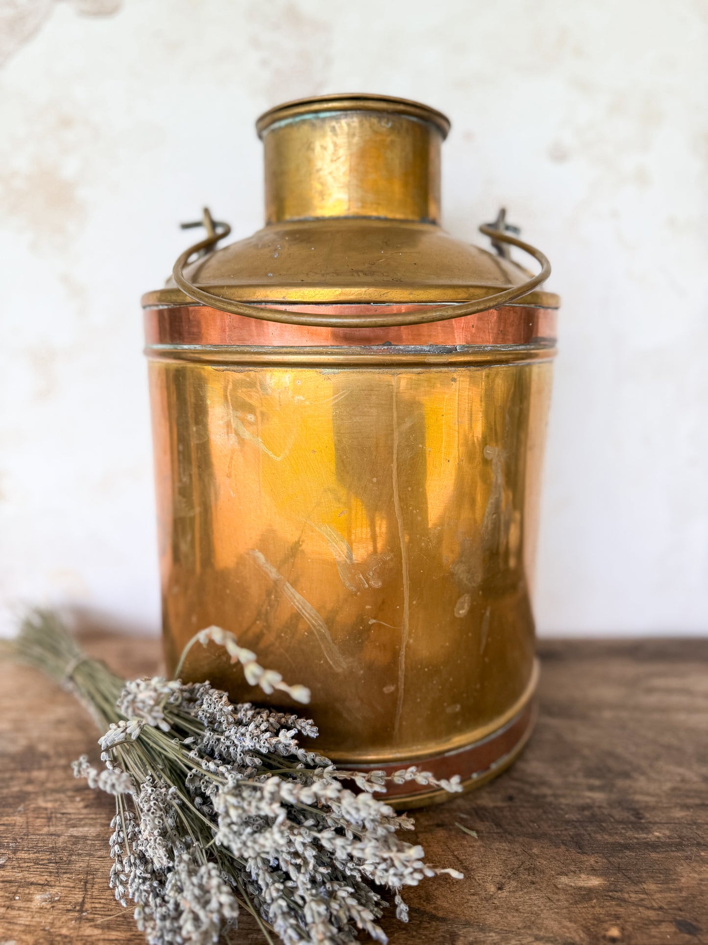 Antique French Brass & Copper Container