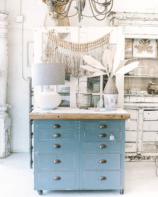 blue antique dresser