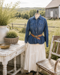 Western Blue Cotton Heritage Ranch Style Button Down Shirt