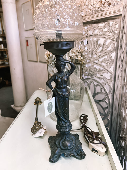 Antique Art Nouveau Metal Lamp